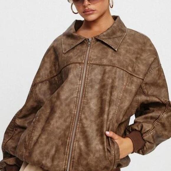 Princess Polly Jackets & Blazers - Princess polly size 4 goldsmith faux leather bomber jacket
